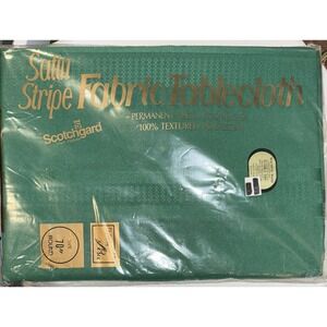 Elrene Satin Stripe Fabric Green Tablecloth Diana No 5350 70" Round